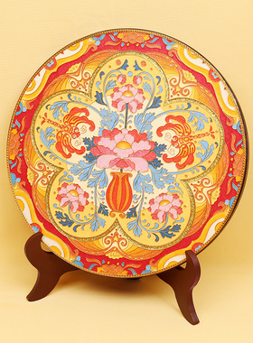 珐琅彩手工掐丝客厅碳盘摆件中式