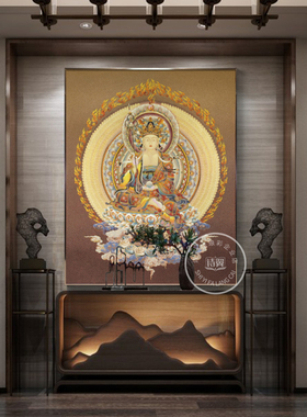 藏传佛像唐卡挂画手工掐丝珐琅画千手地藏王菩萨新中式玄关装饰画