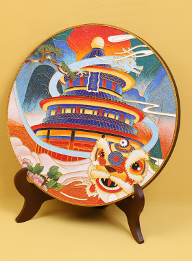 诗翼掐丝珐琅彩新中式玄关坐盘