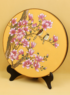 掐丝珐琅彩玄关客厅花鸟盘子摆件