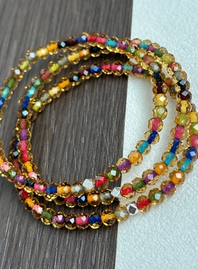 AYOUNG 森系氛围感彩虹水晶手串学生党通勤百搭多巴胺4mm极细手链