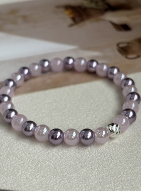 粉紫渐变珍珠水晶手链清冷感