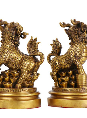 妙如意铜麒麟献瑞摆件