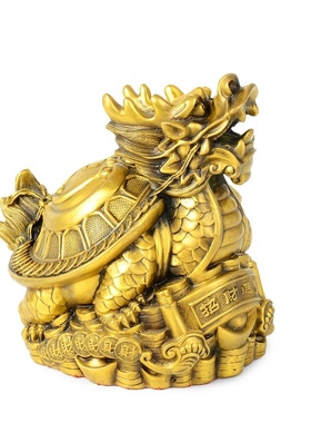 妙如意铜金钱福字龙龟摆件
