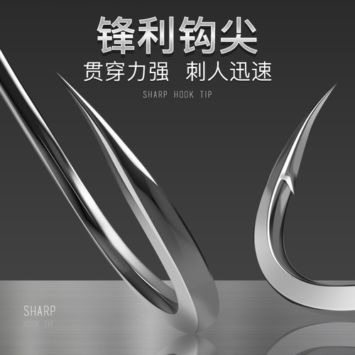 钓鱼钩散装正品宝塔丸世长柄细条歪嘴钓钩有倒刺鱼勾盒装渔钩海钓 - 图2
