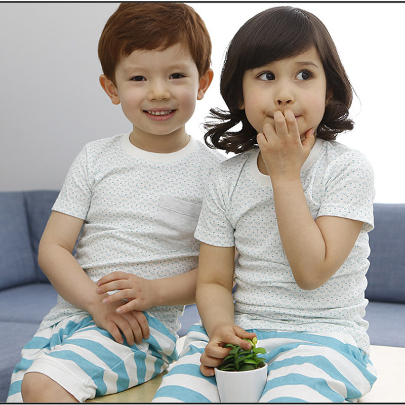 韩国儿童家居服春夏竹节棉幼儿男童女童宝宝小童内衣纯棉睡衣套装,淘宝优惠券,粉丝福利购,淘宝优惠卷