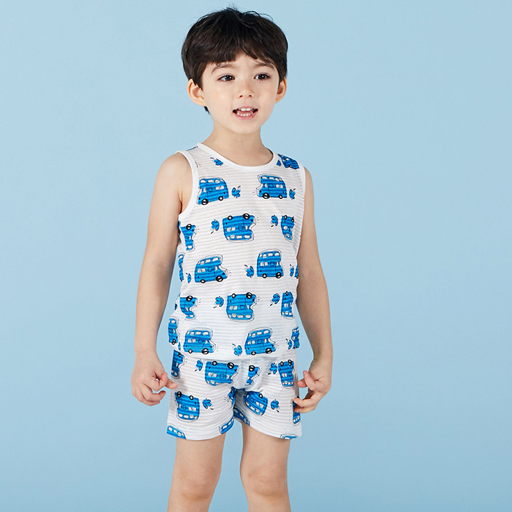 韩国儿童家居服春夏竹节棉幼儿男童女童宝宝小童内衣纯棉睡衣套装,淘宝优惠券,粉丝福利购,淘宝优惠卷