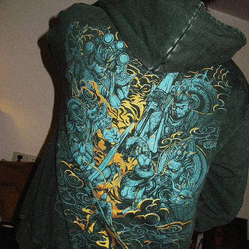 TEE7-国潮黑神话悟空周边四大天王连帽开衫做旧美式纯棉拉链卫衣 - 图2