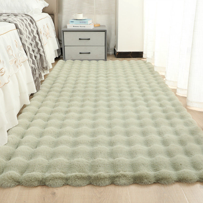 Rabbit plush bedside carpet cream style living room bedroom floor mat bubble velvet room carpet non-slip bay window mat