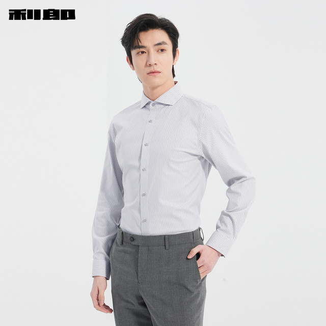 Lilang official DP no-iron yarn-dyed striped long-sleeved shirt