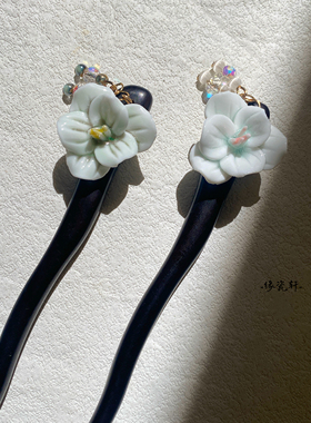 陶瓷·发簪景德镇陶瓷原创设计感小众礼物非遗檀木手工簪子闪