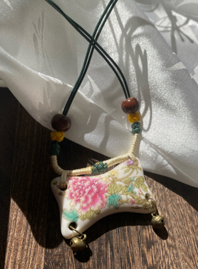 景德镇手作陶瓷吊坠项链毛衣链饰品礼物小众新中式