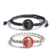 Thai buddhist Subin Five eyes four ears pure silver pendant bracelet male and female couples hands rope