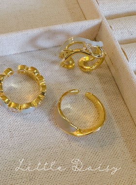 Little Daisy高级灰老钱风时髦知识分子优雅百搭简约高级开口戒指