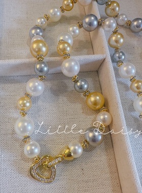 Little Daisy三色千金浪漫时髦知识分子闪闪小众优雅贵妇珍珠项链