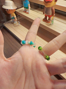 上两个小福利 神经原创手工DIY复古vintage串珠戒指孤品弹力款new