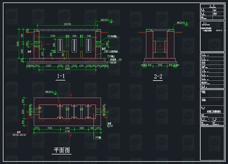 10套隔油池污水处理隔油池集水池砖砌三级隔油池大样图CAD图纸 - 图2