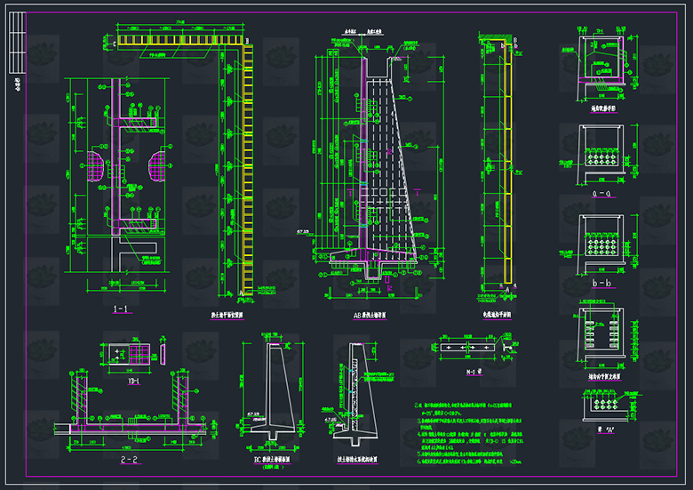 边坡防护设计边坡防护型式扶壁挡土墙锚杆墙桩板墙图节点CAD图纸 - 图2