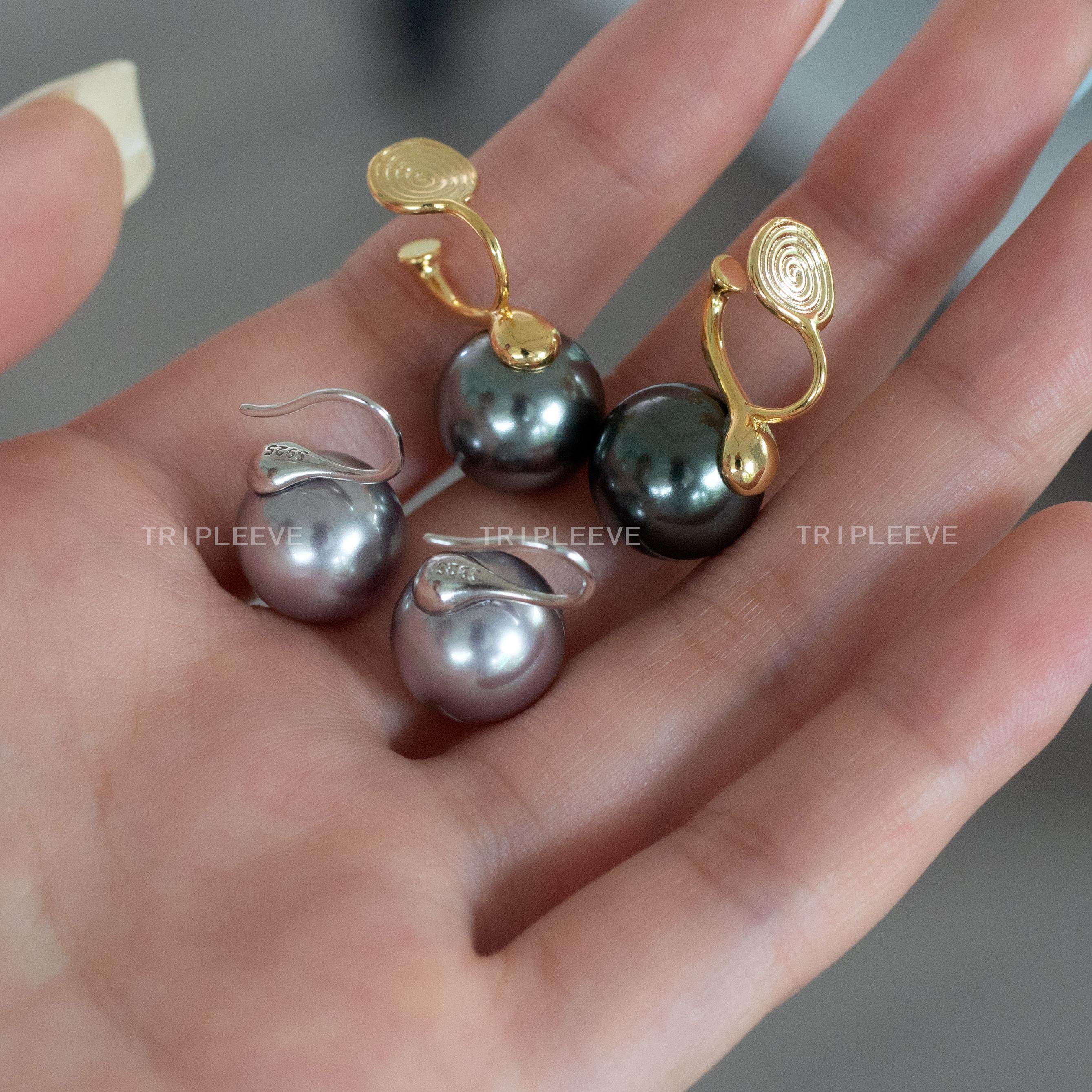 大溪地孔雀绿珍珠耳钩高跟鞋款经典无耳洞耳夹通体s925纯银拉贡,淘宝优惠券,粉丝福利购,淘宝优惠卷