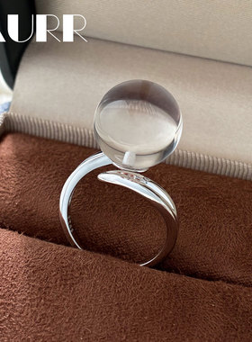 通体s925银戒托纯净至美白水晶