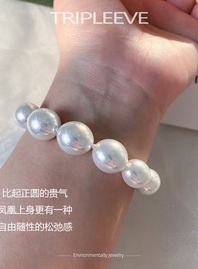 松弛感拉满！原创椭圆凤凰冷光澳白带伴彩珍珠手链大龙珠打结设计