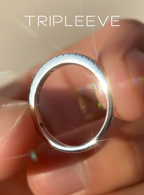 经典极简半镶钻款戒指精工S925银莫桑钻指环小众轻奢开口可调节