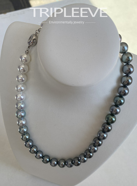 黑白森林/高定款渐变珍珠项链澳白大溪地混彩黑蝶皇后海水锁骨链