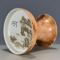 Porcelain Old Goods Collection Goods old goods All products Qing Dynasty Dried Lung Alum Good Sketching Landscape High Foot Fruits Pan Swing Pieces