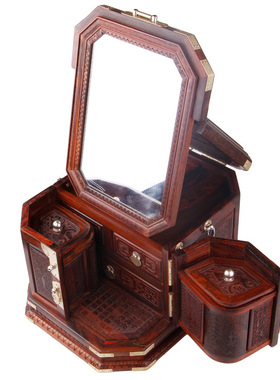 丹凤朝阳雕花珠宝盒木质工艺品