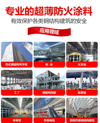 一桥防火涂料防火漆 钢结构超薄型膨胀型防火涂料厚型室外隧道 - 图2