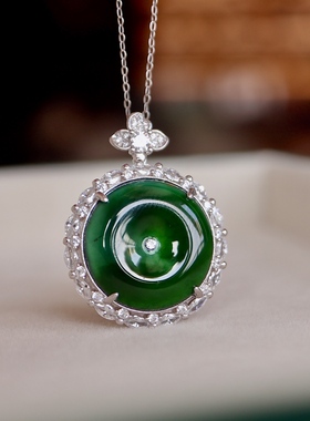 天然A货翡翠平安扣纯银吊坠 约15-16mm 大尺寸 佩戴大气 附证书