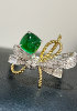 18k gold inlaid with natural Swat emerald ring, 0.52ct emerald, 8.8 diamonds