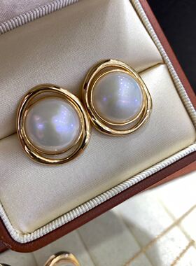 s925银白马贝炫彩珍珠吊坠15.5mm裸珠尺寸，20*24.8mm