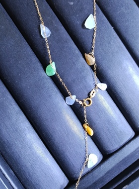 18K金配天然缅甸翡翠A水滴仙女链，附权威证书，实物更好看