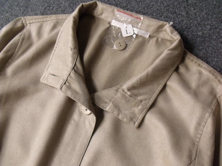 1165-薄风衣外套 外贸日本原单大码麂皮绒中长款 松紧收腰显瘦 - 图1