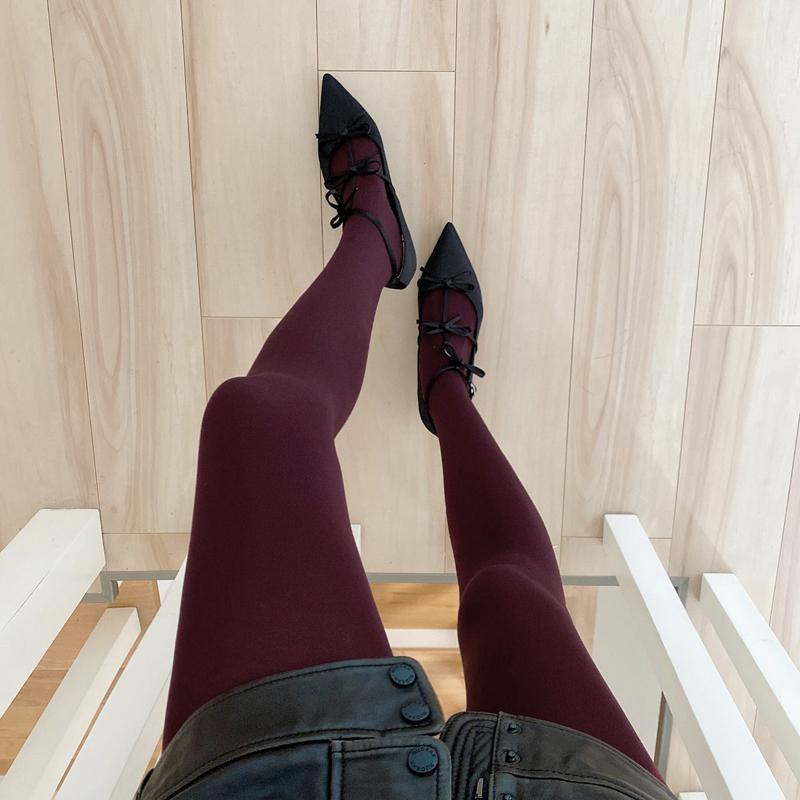 复古黑红袜子秋80d丝袜宋慧乔安可拉红高级显白打底超模连裤袜女 - 图3