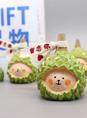 榴莲小熊桌面车载摆件可爱木雕