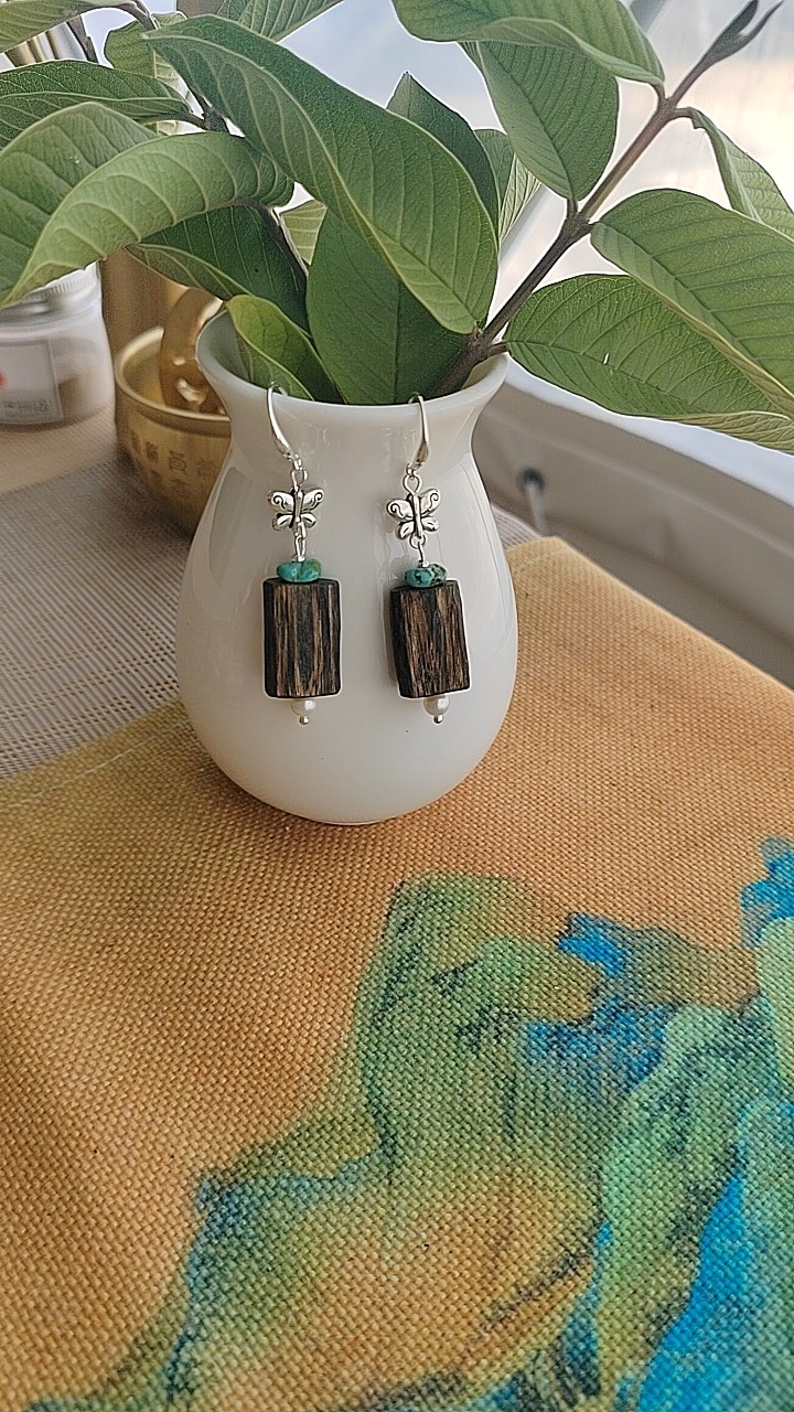 原创手作高油沉香耳环女复古新中式个性小众设计感高级气质耳坠,淘宝优惠券,粉丝福利购,淘宝优惠卷