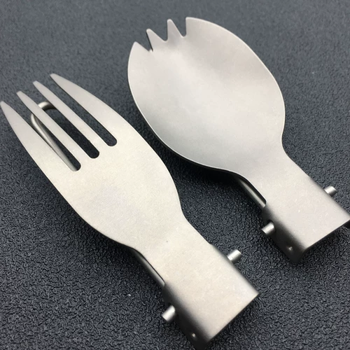 Открытый лагерь Pure Titanium Spoon Складная титановая вилка для пикника для пикника для пикника для пикника для барбекю Sainking Sweeware EDC Pure Titanium Fork Spoon Spoon