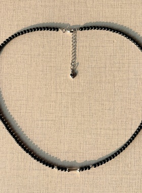 简约气质黑色玛瑙纯银骨头项链女百搭网红款细链条家有宠物饰品