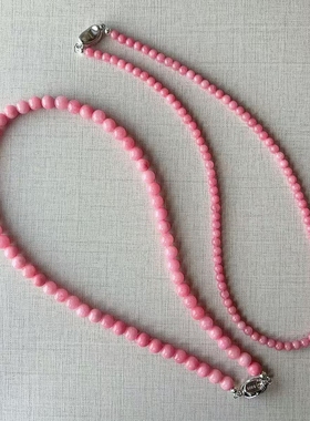 粉蔷薇石项链女款锁骨链简约百搭水晶颈链小众设计感高级感毛衣链