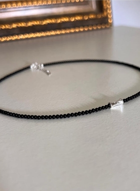 原创简约设计黑色玛瑙银项链