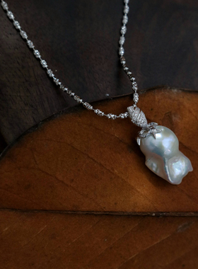 老天爷太美了吧！海星吊坠天然巴洛克珍珠项链女S925纯银毛衣链潮