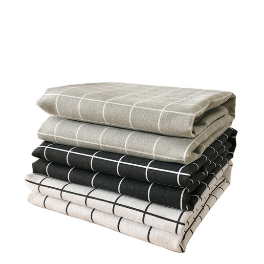 Nordic table cloth cloth art, black and white plaid cotton cotton tablet table cloth gray simple literary coffee table desk
