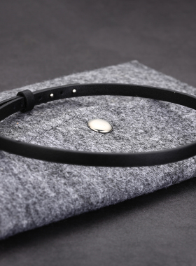 简约铆钉6mm黑色皮绳项链女