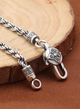 s925纯银复古泰银风格金刚杵麻花