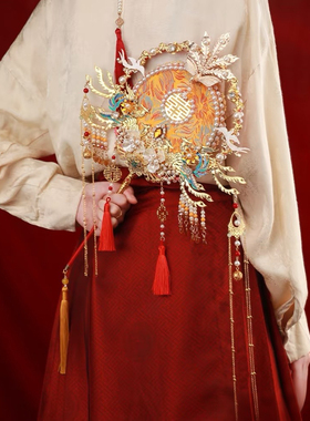【成品】团扇新娘结婚中式金色配秀禾服成品喜扇送闺蜜礼物