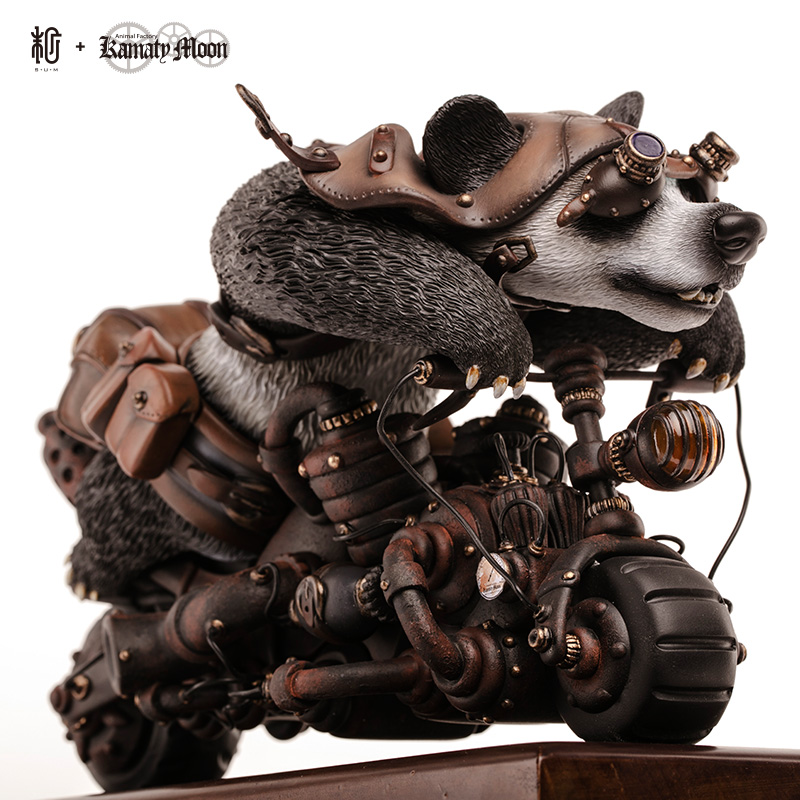 末那末匠丨镰田光司《Steampunk Motorbike Panda》蒸朋艺术雕像 - 图2