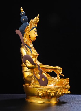 黄财神像摆件 纯铜仿尼泊尔鎏金藏式家用办公藏巴拉财神爷7寸10寸