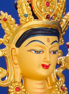 四臂观音菩萨 精工纯铜光面西藏佛具神佛像摆件仿尼泊尔鎏金10寸